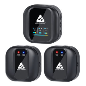 Audio Array Dual Channel 2.4 Ghz Wireless Pocket-sized Microphone System for Vlogging, Video Recording & Teaching, Compatible with Phone, Cameras & Computer with long battery life, Range 100 m(AM-W10)