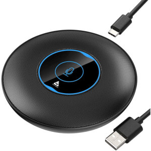 Audio Array USB Plug & Play Conference Microphone for Mac OS & Windows for Conference, Recording, Skype, Online Class with Range of 5 m. One Touch Mute button & Light Indicator (NOT A SPEAKER) (AM-C5)