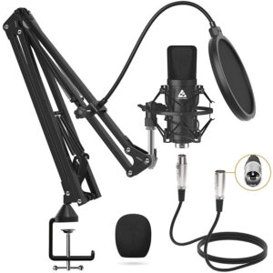 Audio Array XLR Condenser Microphone Kit Compatible with PC, Laptop (Mac OS, Windows) for Recording, Podcasting, Voice Over, Streaming, Home Studio, YouTube & Gaming with Pro MAX Boom Arm-(AM-C2)