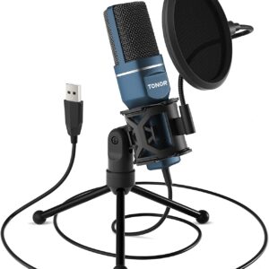TONOR USB Gaming Microphone, TONOR Computer Condenser PC Mic with Tripod Stand & Pop for Streaming, Podcasting, Vocal Recording, Compatible with iMac PC Laptop Desktop Windows Computer, TC-777