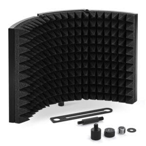 TONOR Microphone Isolation Shield, Mic Sound Absorbing Foam Reflector for Any Condenser Recording Equipment Studio (Black)