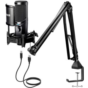 TONOR USB Microphone Kit, Streaming Podcast PC Cardioid Condenser Computer Mic for Gaming, YouTube Video, Recording Music, Voice Over, Studio Mic Bundle with Adjustment Arm Stand(TC40)