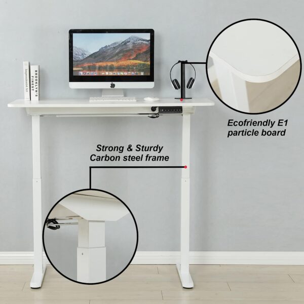 White Mulberry Motorized Height Adjustable Sit-Stand Desk | Electronic ...