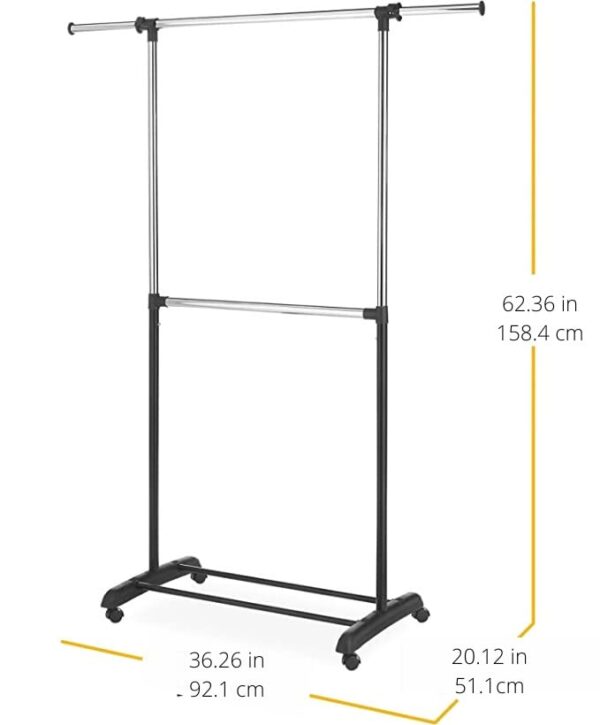 White Mulberry 2-Level Garment Rack | Adjustable Height, Expandable ...