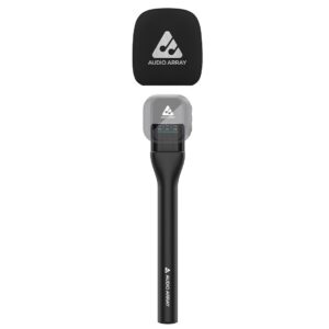 Audio Array AA-25 Handheld Microphone Interview Adapter for Wireless Lapel Microphones | Supports, Rode Go, DJI, Hollyland mics etc | Foam Cover with Built-in Cold Shoe Mount