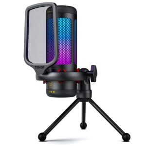 TONOR Gaming Mic, USB Microphone for PC Computer, Cardioid Condenser Mic with Adjustable RGB Modes & Brightness, Quick Mute, Gain Control, for Streaming, Podcasting, Recording, PS4/5 Desktop Mic TC310