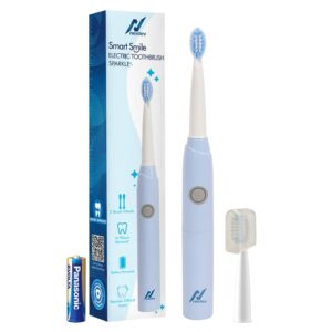 Nexlev Smart Smile Sonic Electric Toothbrush-Sparkle for Adult |AA Battery Included|Super soft Bristles|Sky Blue|2 Replaceable Brushheads| Powerful Sonic technology (ET-03-BL)