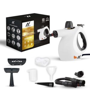 Nexlev Shine Steam Cleaner |Handheld Multipurpose Steam Cleaning for Car, Kitchen, Bathroom, Glass, Upholstery | 9 Accessories Kit | Steam & Safety Lock | 1050W, 450ML Water Tank | SC-02