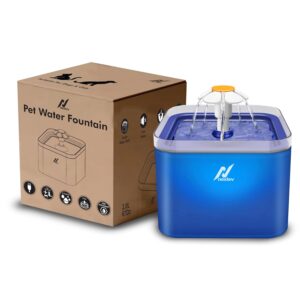 Nexlev Splash Cat Water Fountain with LED Light | 2.0L Capacity | Ultra Quiet Cat Drinking Fountain with Filter | Automatic Pet Water Fountain for Cats and Small Dogs | Blue (WF-02-BL)
