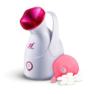 Nexlev Facial Steamer | Nano Ionic SteamTechnology | 2 In 1 Face Steamer & Vaporiser For Cold & Cough | 15 Mins of Nano Steam | Fast mist in 30 sec | Aroma Diffuser tray for Balms & Oils | 1 Year Warranty (FS-01)