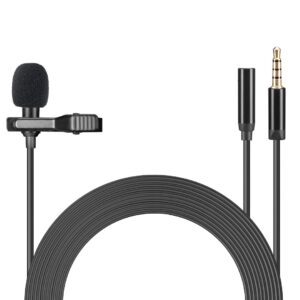 Audio Array AM-C33 Lapel Microphone | 1M Long, Strong Cable | 3.5mm TRRS | 3.5mm TRRS Port & TRRS to TRS Adapter | Omnidirectional Pickup | Mic Cover & Leather Carry Bag Included | 1 Year Warranty