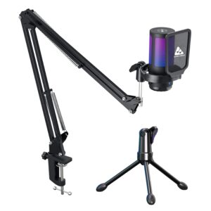 Audio Array AM-C46 Professional RGB USB Condenser Microphone Kit | Noise-Cancellation, Mute, Monitoring & Volume Controls | 192kHz/24bit Studio Quality | Gaming, Streaming, Podcast | Mac/PC/Mobile