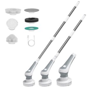 Nexlev Electric Spin Scrubber| 2600 mAh| 60 min Run Time| 2 Modes| Extendable Handle| IPX8 Waterproof | 6 Scrubbing Brushes| Type-C USB Charge| HD Power Display| Cordless |1 Year Warranty|SS-02