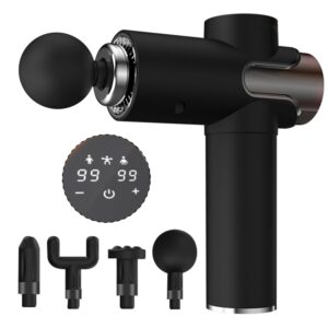 NexLev Massage Gun |Full Body- Neck, Shoulders, Back, Arms & Feet Pain Relief|Handheld Deep Tissue Massager Machine| 4 Heads| 99 Gears Levels| 3 Modes| 3800 RPM| 1800mAh Battery|Type-C Interface| MG-01