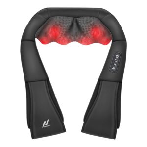 NexLev Neck & Back Massager|Cervical Pain Relief|Electric Deep Tissue Shiatsu with Red Light Therapy|3 Speed Modes| 8 Kneading Massage Nodes|Full Body Relax|15 Min Auto-Shut-Off| 1 Year Warranty|BM-02