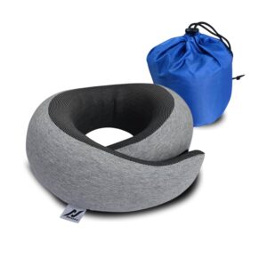 nexlev Travel Neck Pillow | Orthopedic Premium Memory Foam | for Airplane, Car, Train, Office use & Cervical Pain | Machine Washable | 360 Support | Carry Pouch for Storage | NP-07