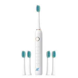 Nexlev Electric Toothbrush|40000 vibrations/minute| USB Type C| 6 Modes| 2 Min timer| 30 sec Quad Interval| 4 Replaceable Brush Heads With Cover| IPX7 Waterproof| For Adults|Sparkle Pro ETC-07 White